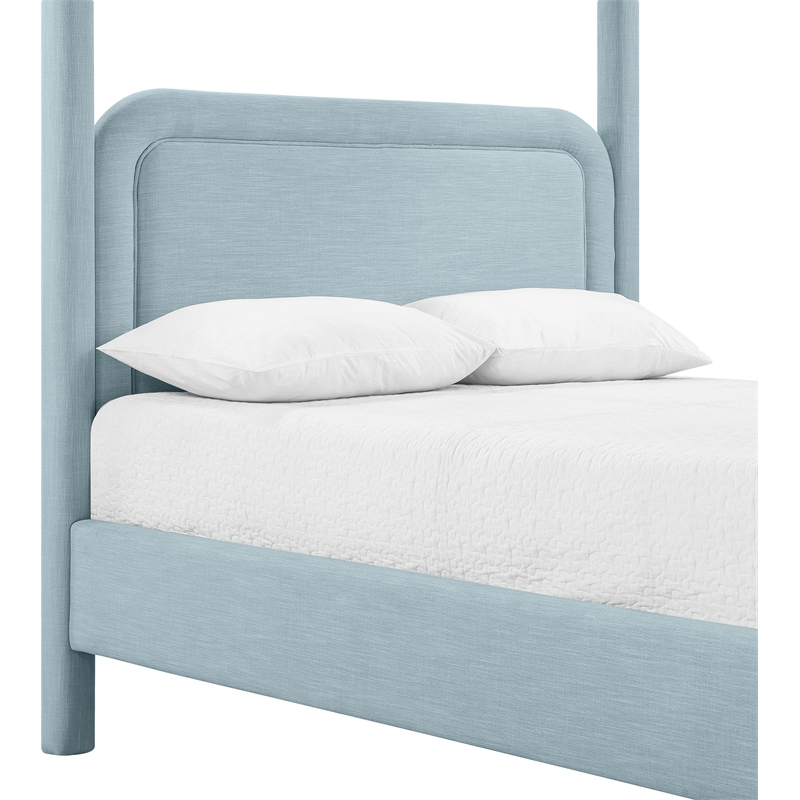 Bowery Hill Contemporary Light Blue Linen Textured Fabric Upholstered King Bed