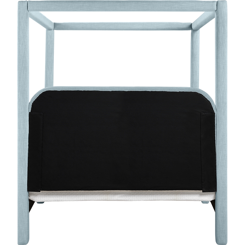 Bowery Hill Contemporary Light Blue Linen Textured Fabric Upholstered Queen Bed