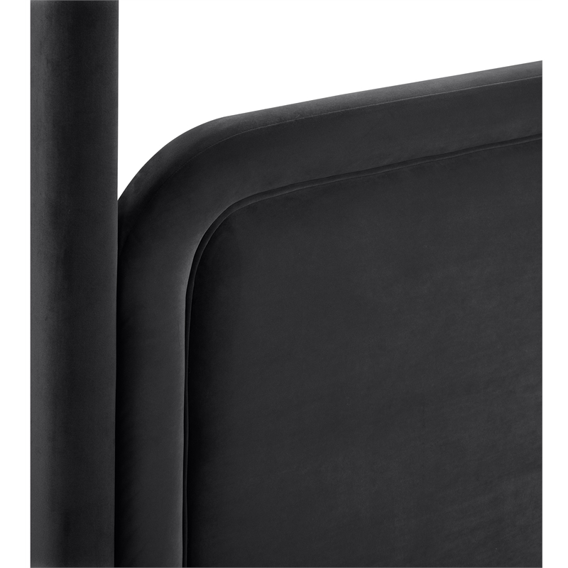Bowery Hill Contemporary Black Velvet Upholstered Full Canopy Bed