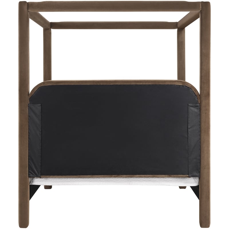 Bowery Hill Contemporary Brown Velvet Upholstered King Canopy Bed