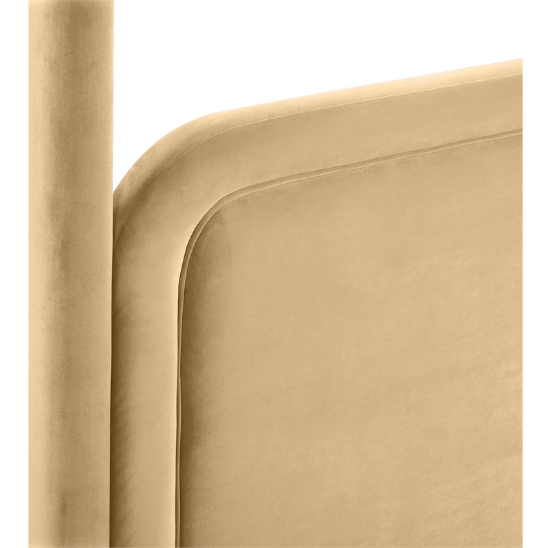 Bowery Hill Contemporary Camel Velvet Upholstered Full Canopy Bed