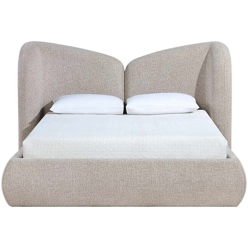 Bowery Hill Contemporary Beige Chenille Fabric Upholstered King Bed