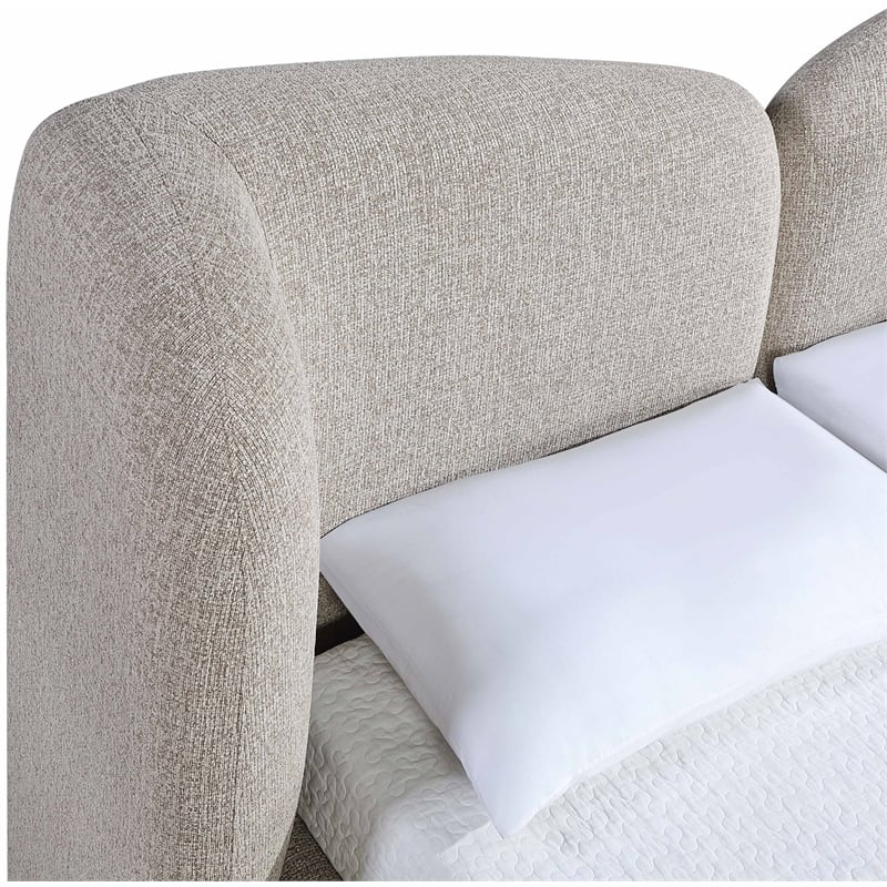 Bowery Hill Contemporary Beige Chenille Fabric Upholstered King Bed