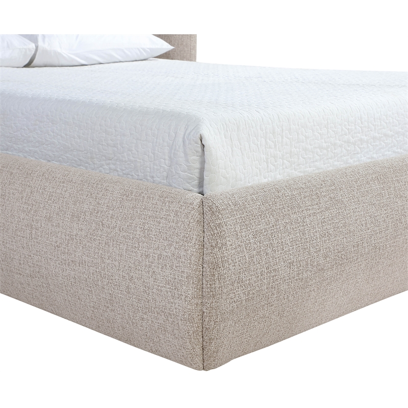 Bowery Hill Contemporary Beige Chenille Fabric Upholstered King Bed