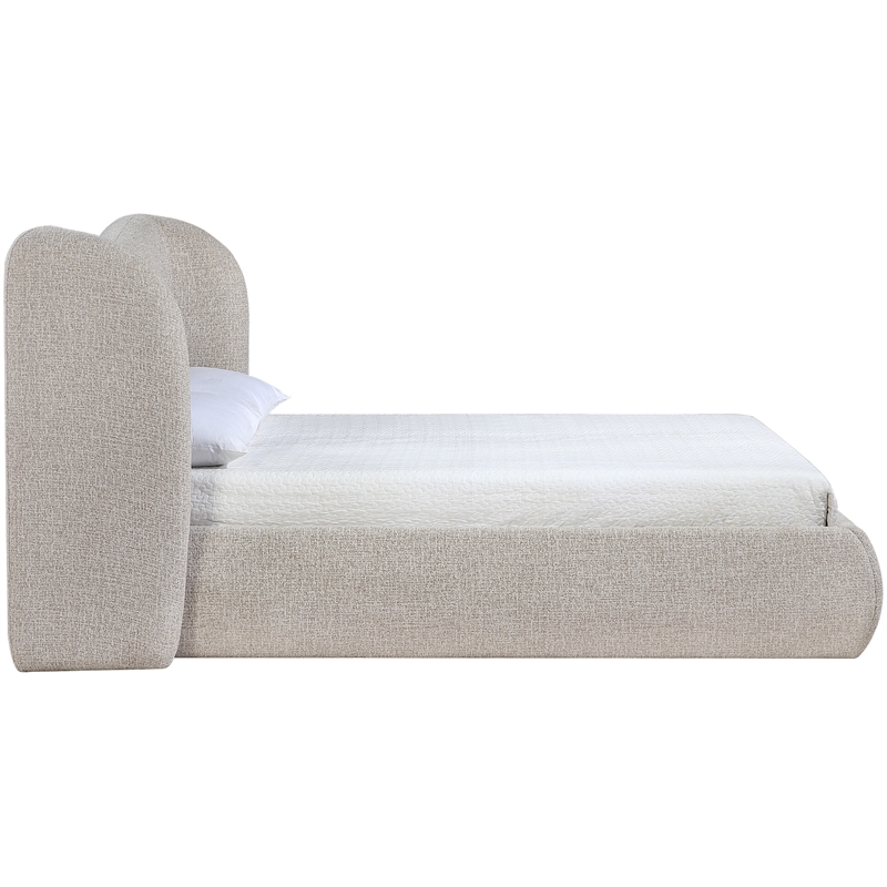Bowery Hill Contemporary Beige Chenille Fabric Upholstered Queen Bed