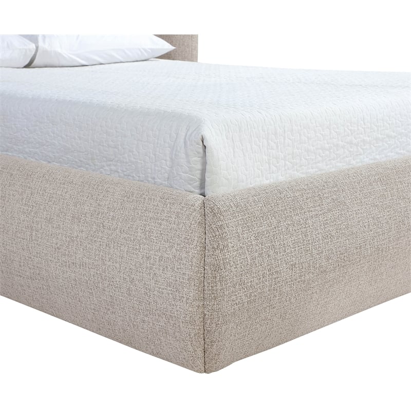 Bowery Hill Contemporary Beige Chenille Fabric Upholstered Queen Bed