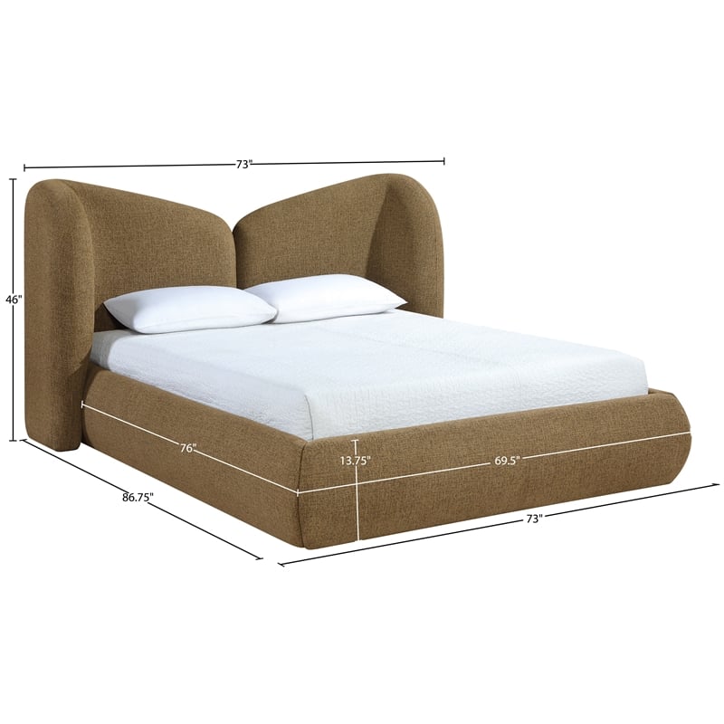 Bowery Hill Contemporary Brown Chenille Fabric Upholstered Full Bed