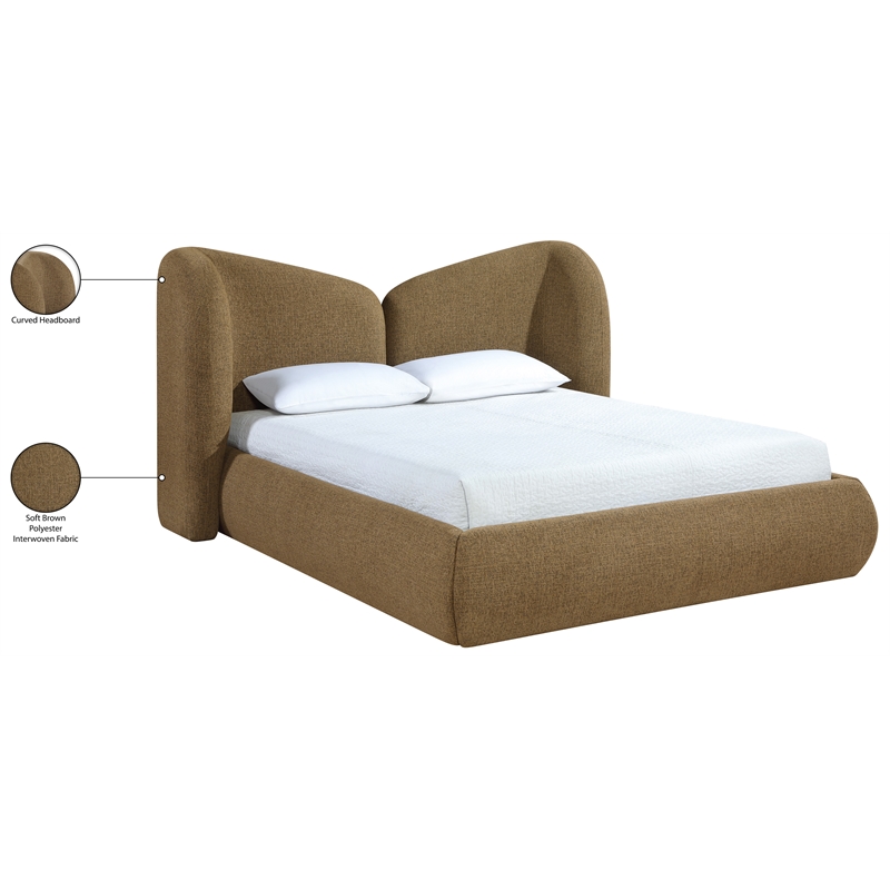 Bowery Hill Contemporary Brown Chenille Fabric Upholstered King Bed