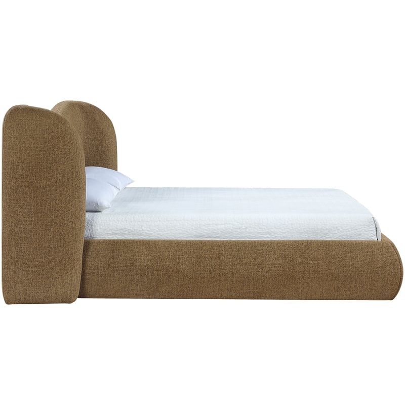 Bowery Hill Contemporary Brown Chenille Fabric Upholstered King Bed