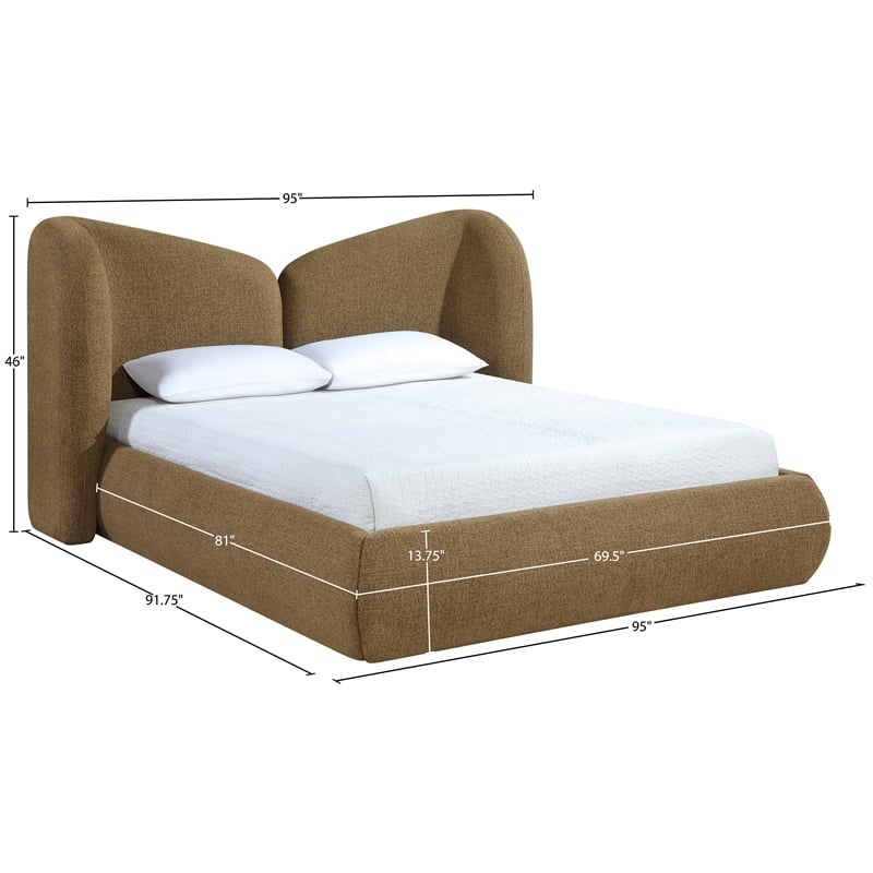 Bowery Hill Contemporary Brown Chenille Fabric Upholstered King Bed