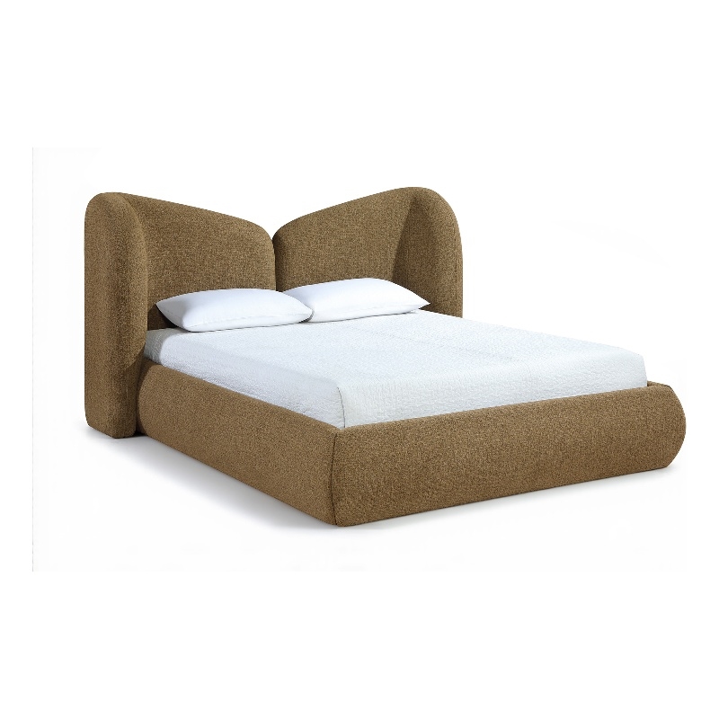 Bowery Hill Contemporary Brown Chenille Fabric Upholstered King Bed
