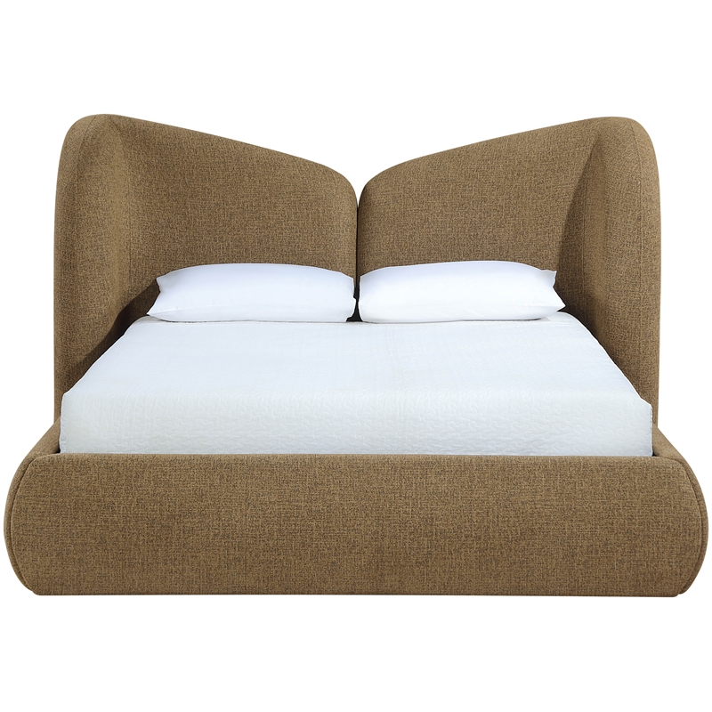 Bowery Hill Contemporary Brown Chenille Fabric Upholstered Queen Bed