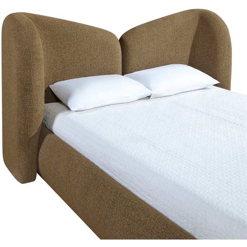 Bowery Hill Contemporary Brown Chenille Fabric Upholstered Queen Bed