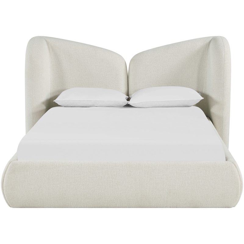 Bowery Hill Contemporary Cream Chenille Fabric Upholstered Full Bed