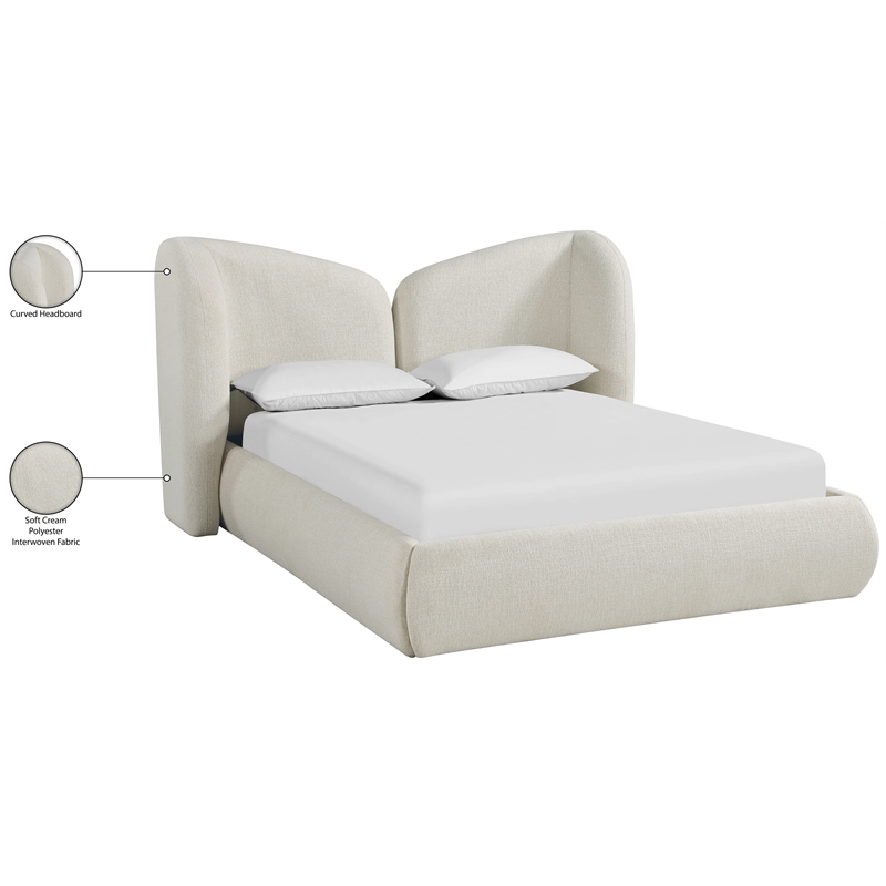 Bowery Hill Contemporary Cream Chenille Fabric Upholstered Full Bed