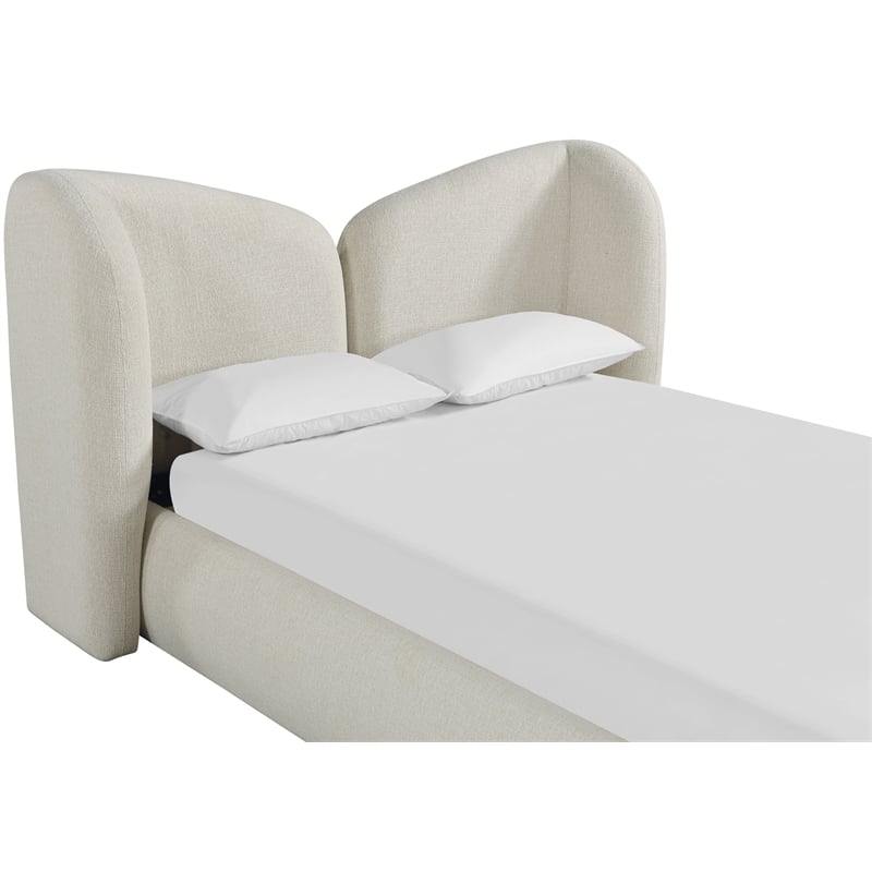 Bowery Hill Contemporary Cream Chenille Fabric Upholstered Full Bed