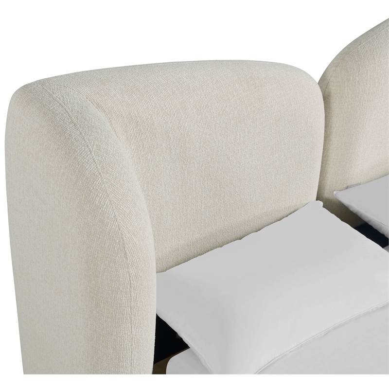 Bowery Hill Contemporary Cream Chenille Fabric Upholstered Full Bed