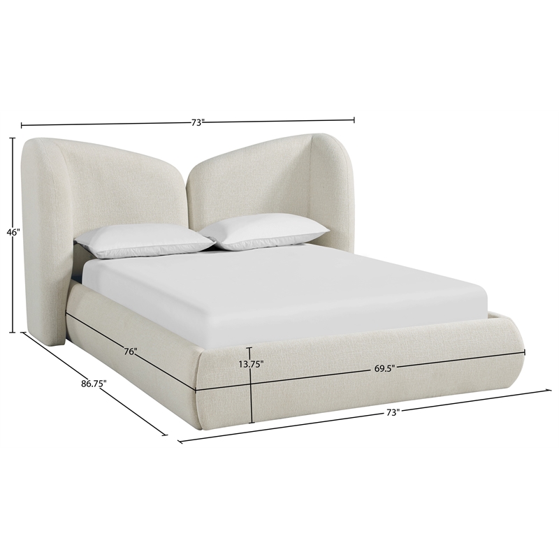 Bowery Hill Contemporary Cream Chenille Fabric Upholstered Full Bed