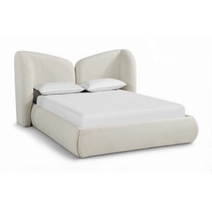 Bowery Hill Contemporary Cream Chenille Fabric Upholstered Full Bed