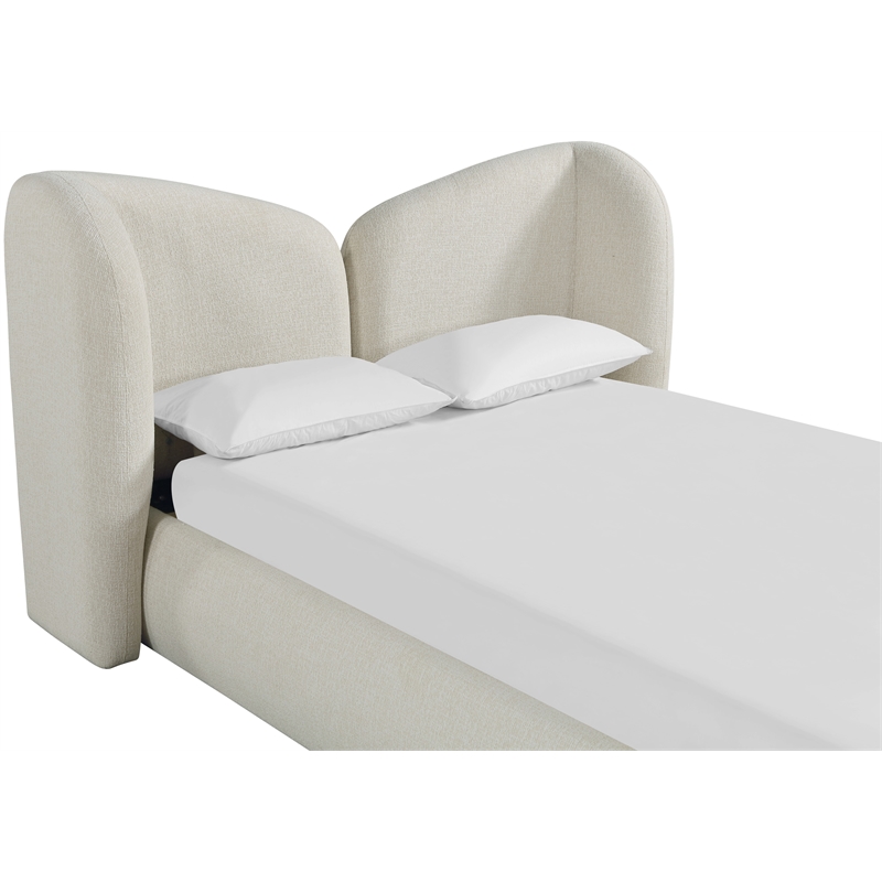 Bowery Hill Contemporary Cream Chenille Fabric Upholstered King Bed