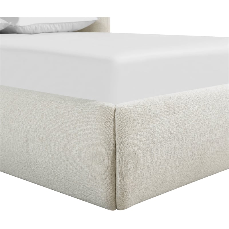 Bowery Hill Contemporary Cream Chenille Fabric Upholstered King Bed