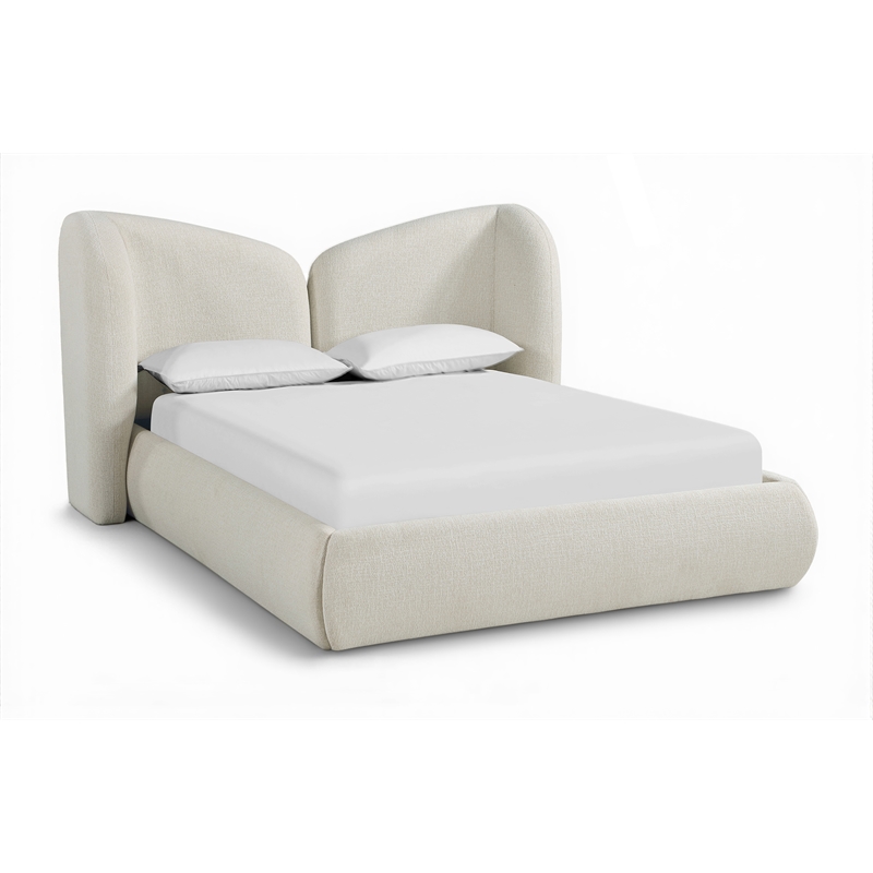 Bowery Hill Contemporary Cream Chenille Fabric Upholstered King Bed