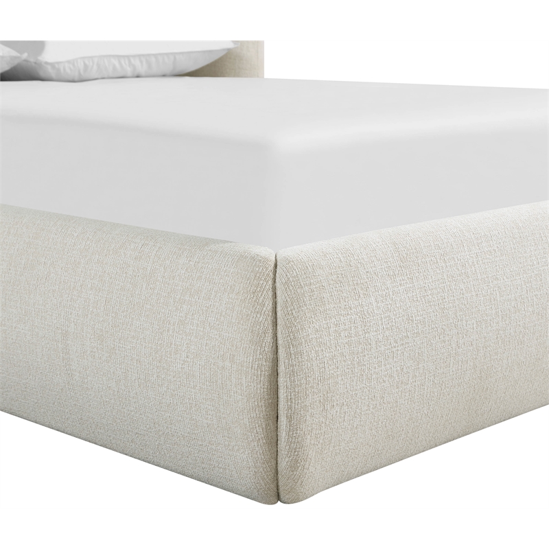 Bowery Hill Contemporary Cream Chenille Fabric Upholstered Queen Bed