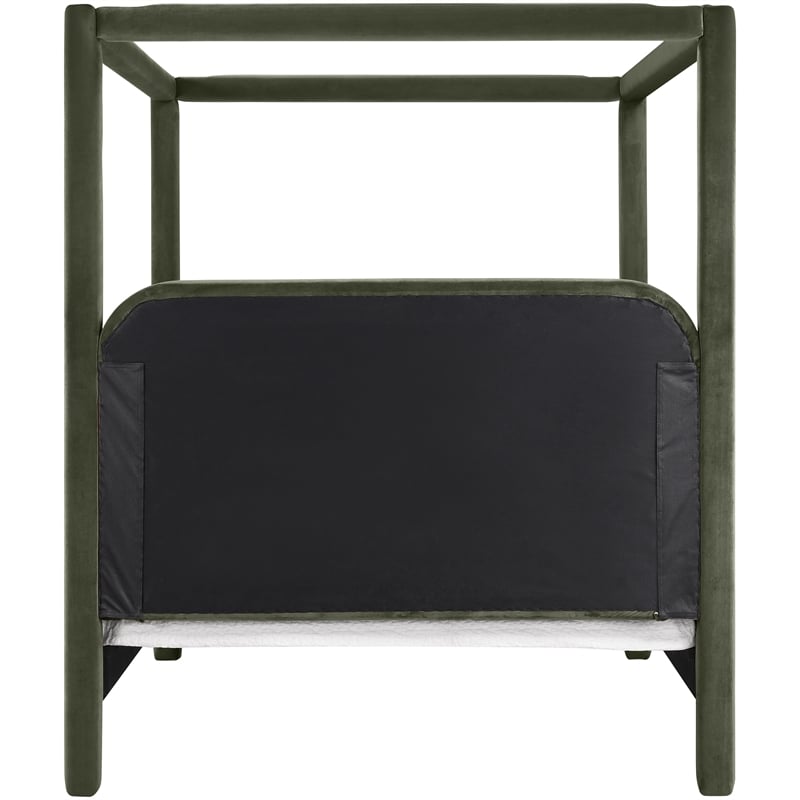 Bowery Hill Contemporary Green Velvet Upholstered King Canopy Bed