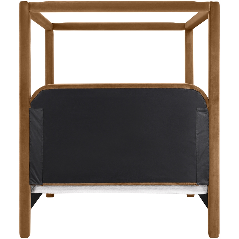 Bowery Hill Contemporary Saddle Velvet Upholstered King Canopy Bed