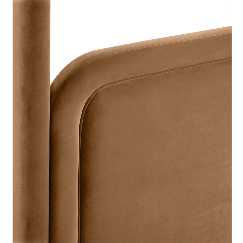 Bowery Hill Contemporary Saddle Velvet Upholstered Queen Bed