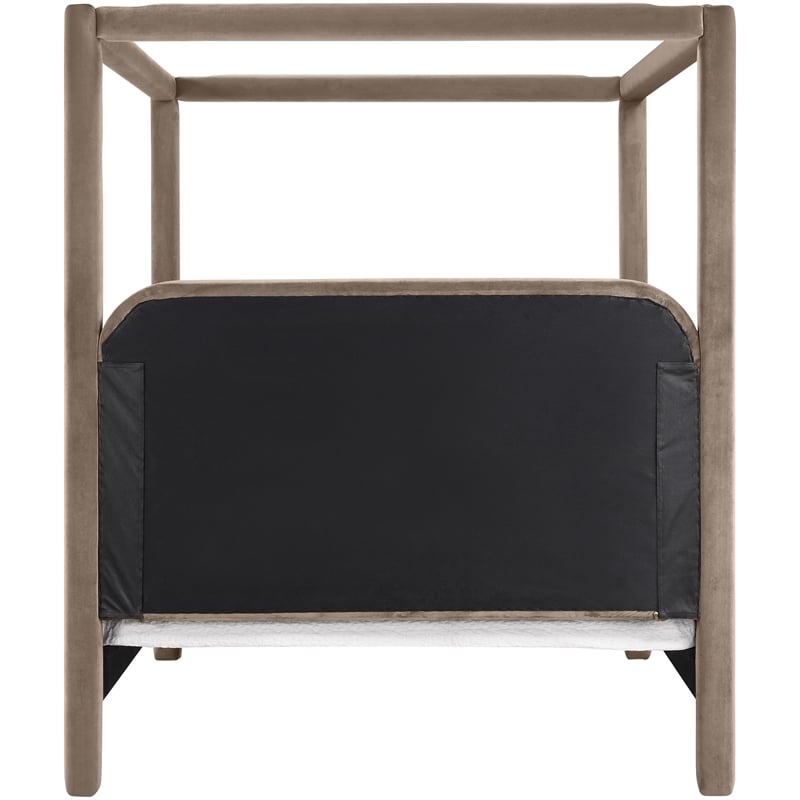 Bowery Hill Contemporary Taupe Velvet Upholstered King Canopy Bed