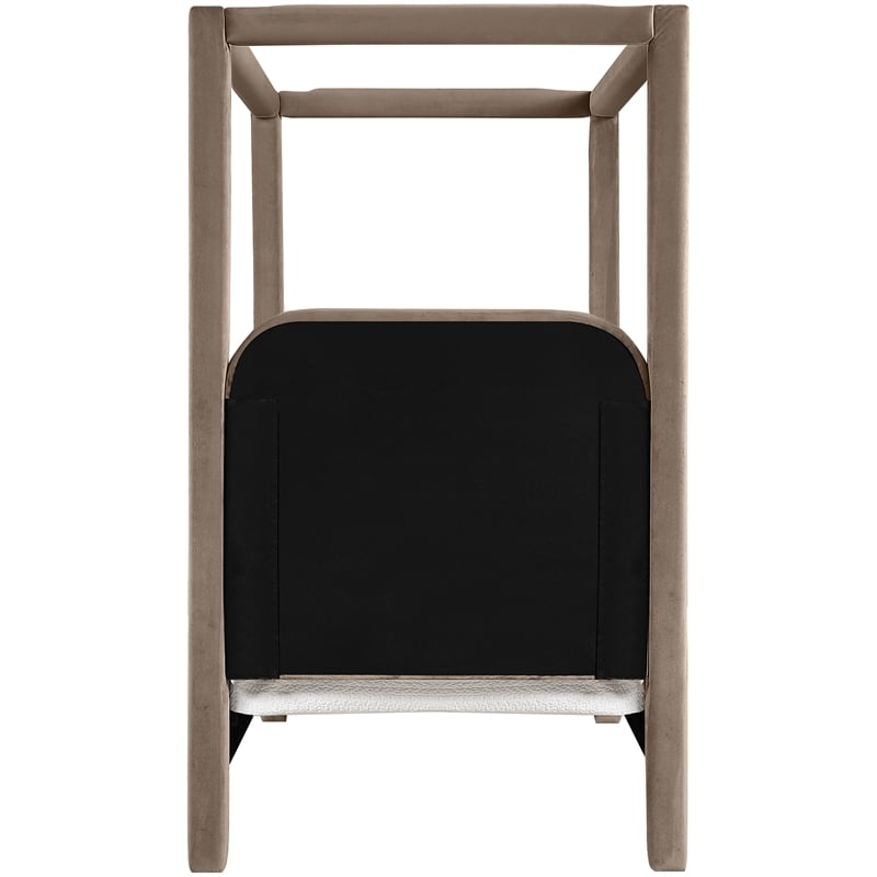 Bowery Hill Contemporary Taupe Velvet Upholstered Twin Canopy Bed