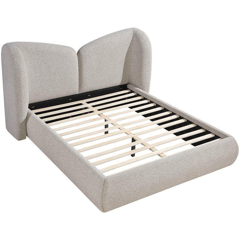 Bowery Hill Contemporary Beige Chenille Fabric Upholstered Full Bed