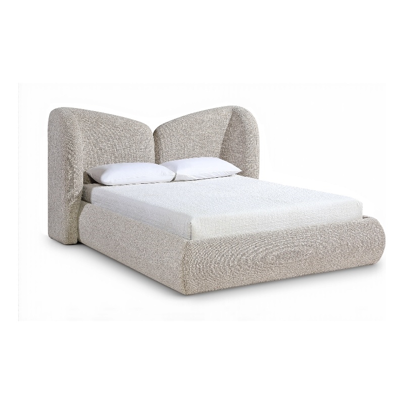 Bowery Hill Contemporary Beige Chenille Fabric Upholstered Full Bed