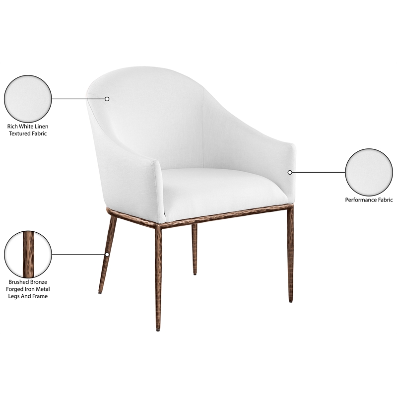 Bowery Hill Contemporary White Linen Textured Performance Fabric Dining AC