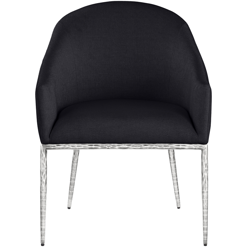 Bowery Hill Contemporary Black Linen Textured Performance Fabric Dining AC