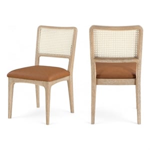 Bowery Hill Contemporary Cognac Vegan Leather Dining Chair (Set of 2)
