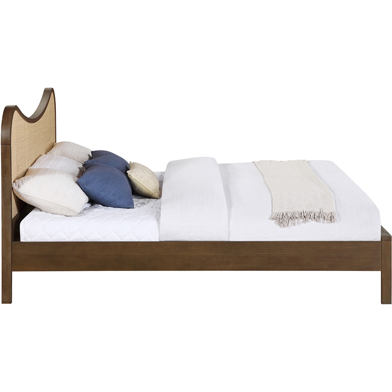Bowery Hill Contemporary Brown Solid Wood And Natural Cane King Bed