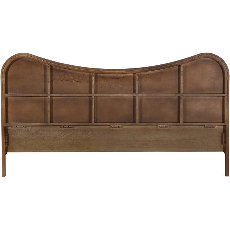 Bowery Hill Contemporary Brown Solid Wood And Natural Cane King Bed