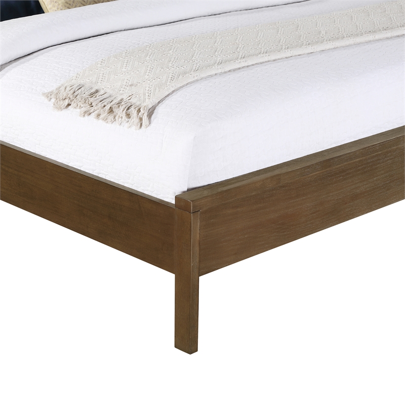 Bowery Hill Contemporary Brown Solid Wood And Natural Cane King Bed