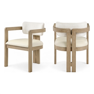 Bowery Hill Contemporary Cream Vegan Leather and Linen Textured DC (Set of 2)