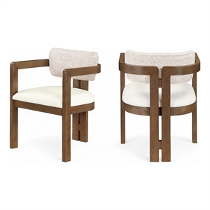 Bowery Hill Contemporary Beige Vegan Leather and Linen Textured DC (Set of 2)