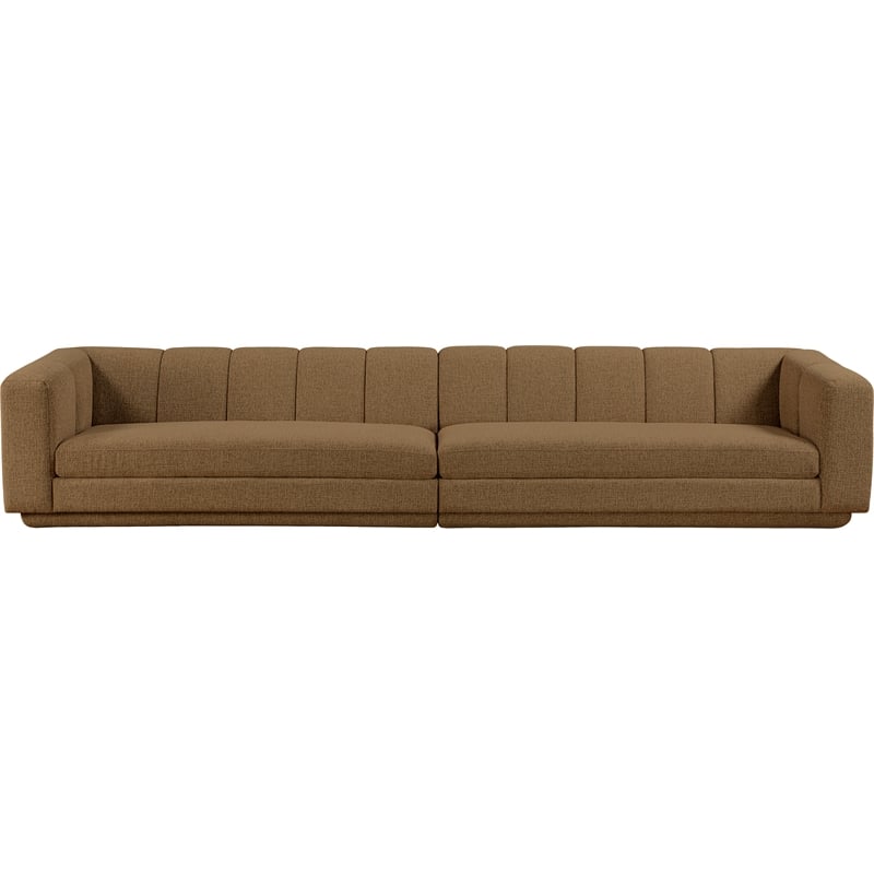Bowery Hill Contemporary Brown Fabric Upholstered 2-Oiece Modular Sofa