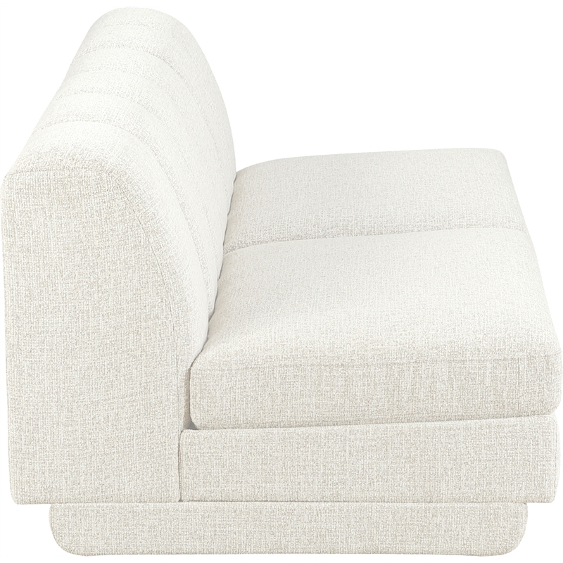 Bowery Hill Contemporary Cream Fabric Upholstered 2-Oiece Modular Sofa