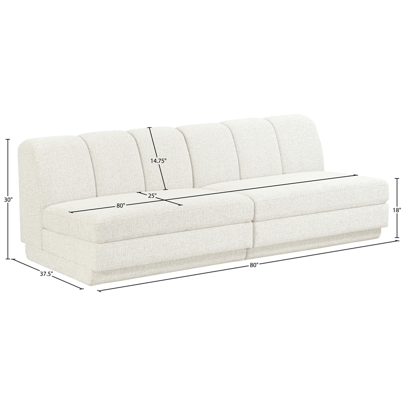 Bowery Hill Contemporary Cream Fabric Upholstered 2-Oiece Modular Sofa