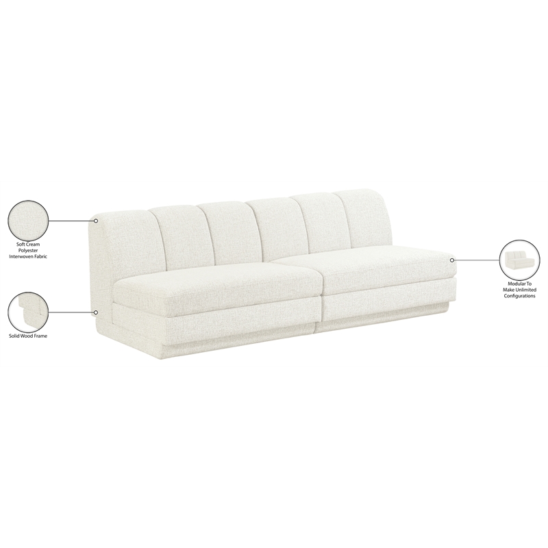 Bowery Hill Contemporary Cream Fabric Upholstered 2-Oiece Modular Sofa