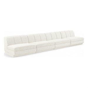 Bowery Hill Contemporary Cream Fabric Upholstered 4-Oiece Modular Sofa