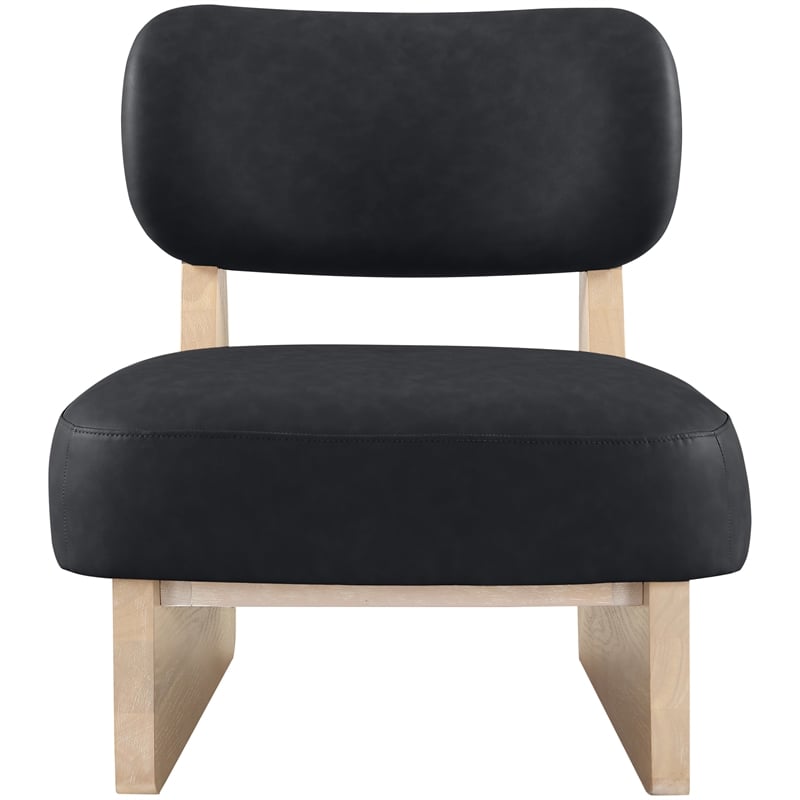 Bowery Hill Contemporary Black Vegan Leather Upholstered Accent Chair