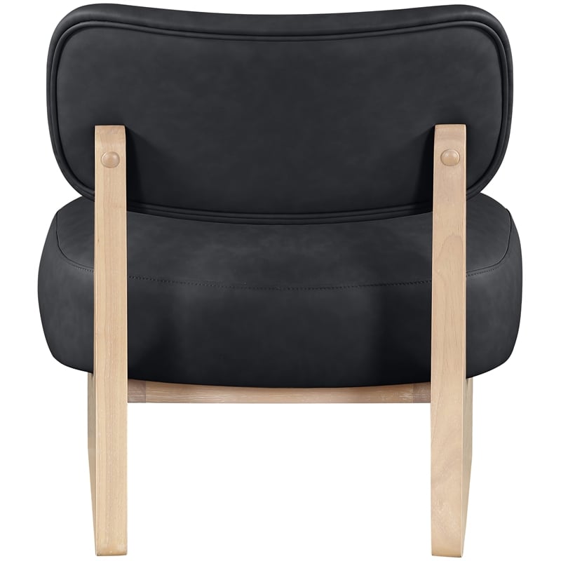 Bowery Hill Contemporary Black Vegan Leather Upholstered Accent Chair