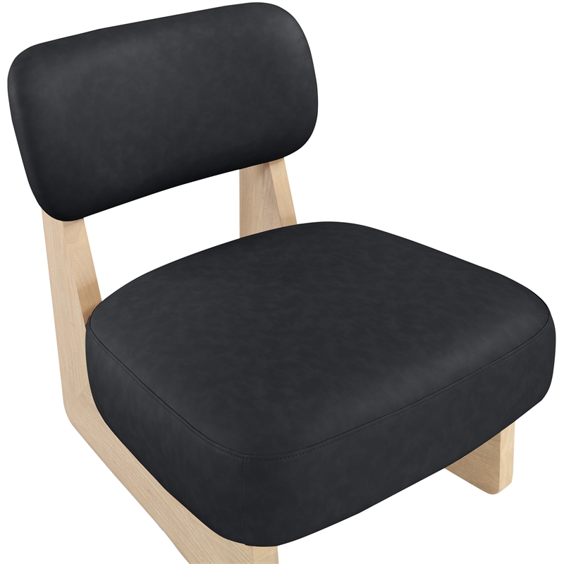 Bowery Hill Contemporary Black Vegan Leather Upholstered Accent Chair